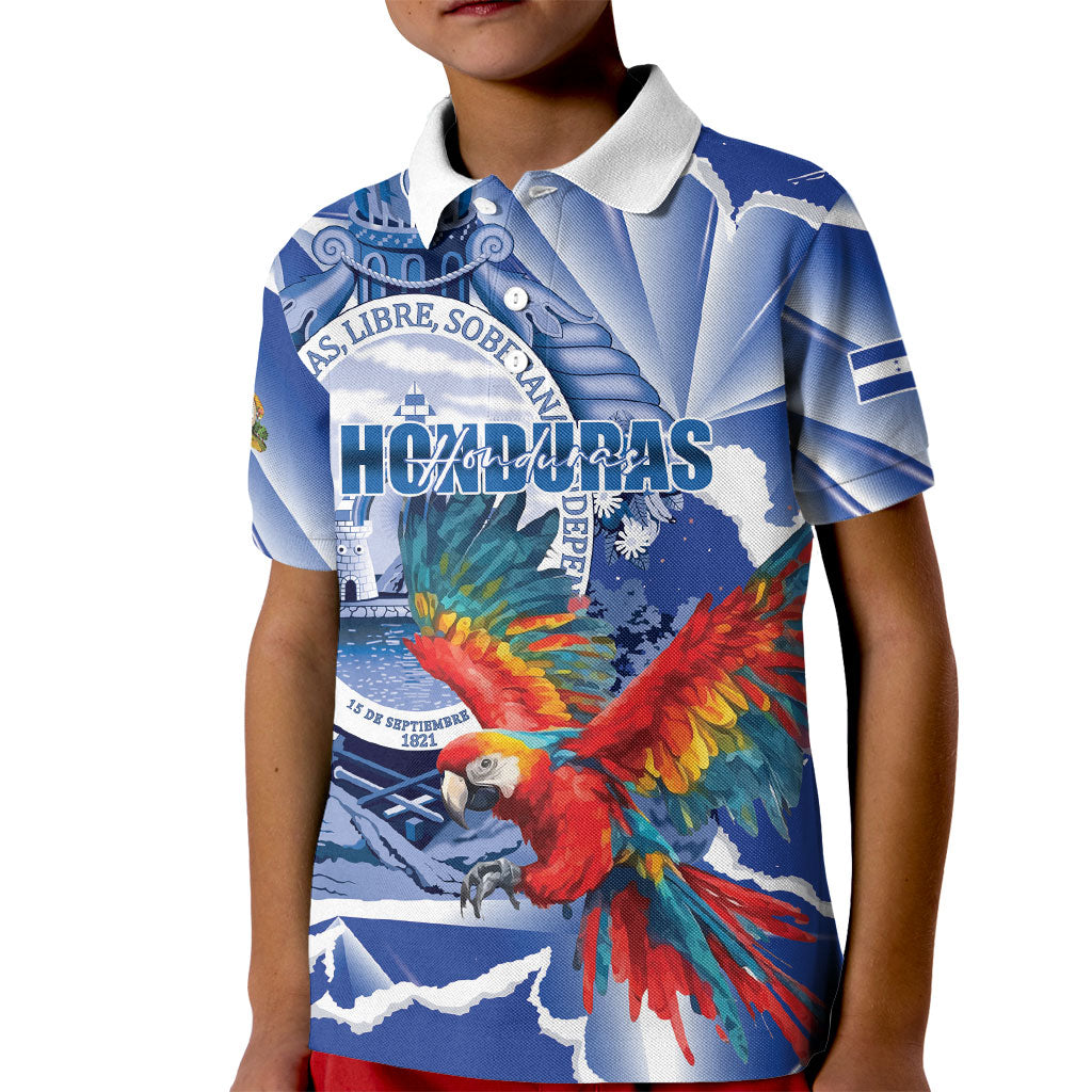 Personalized Honduras Scarlet Macaw Kid Polo Shirt Happy Independence Day