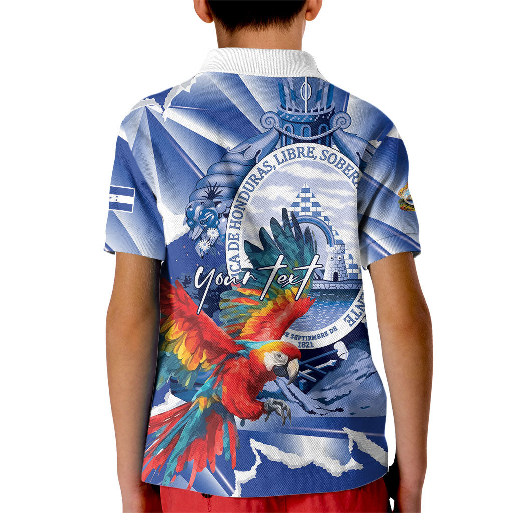 Personalized Honduras Scarlet Macaw Kid Polo Shirt Happy Independence Day