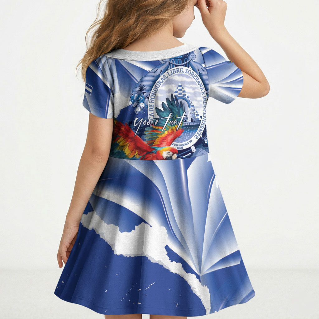 Personalized Honduras Scarlet Macaw Kid Short Sleeve Dress Happy Independence Day