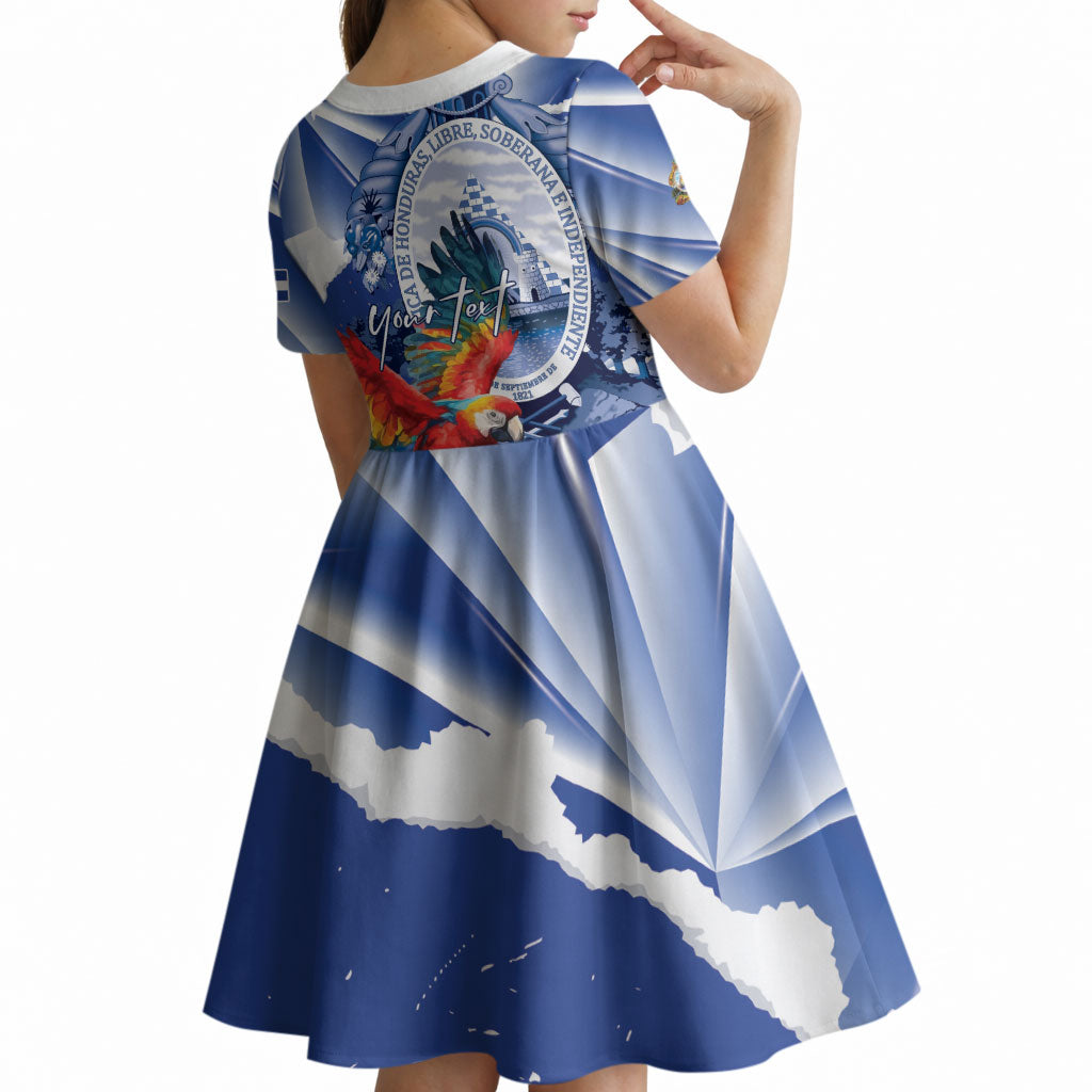 Personalized Honduras Scarlet Macaw Kid Short Sleeve Dress Happy Independence Day