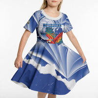 Personalized Honduras Scarlet Macaw Kid Short Sleeve Dress Happy Independence Day
