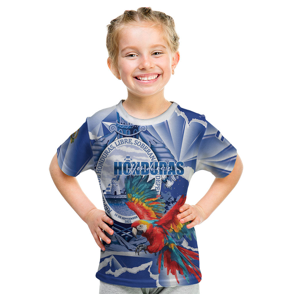 Personalized Honduras Scarlet Macaw Kid T Shirt Happy Independence Day