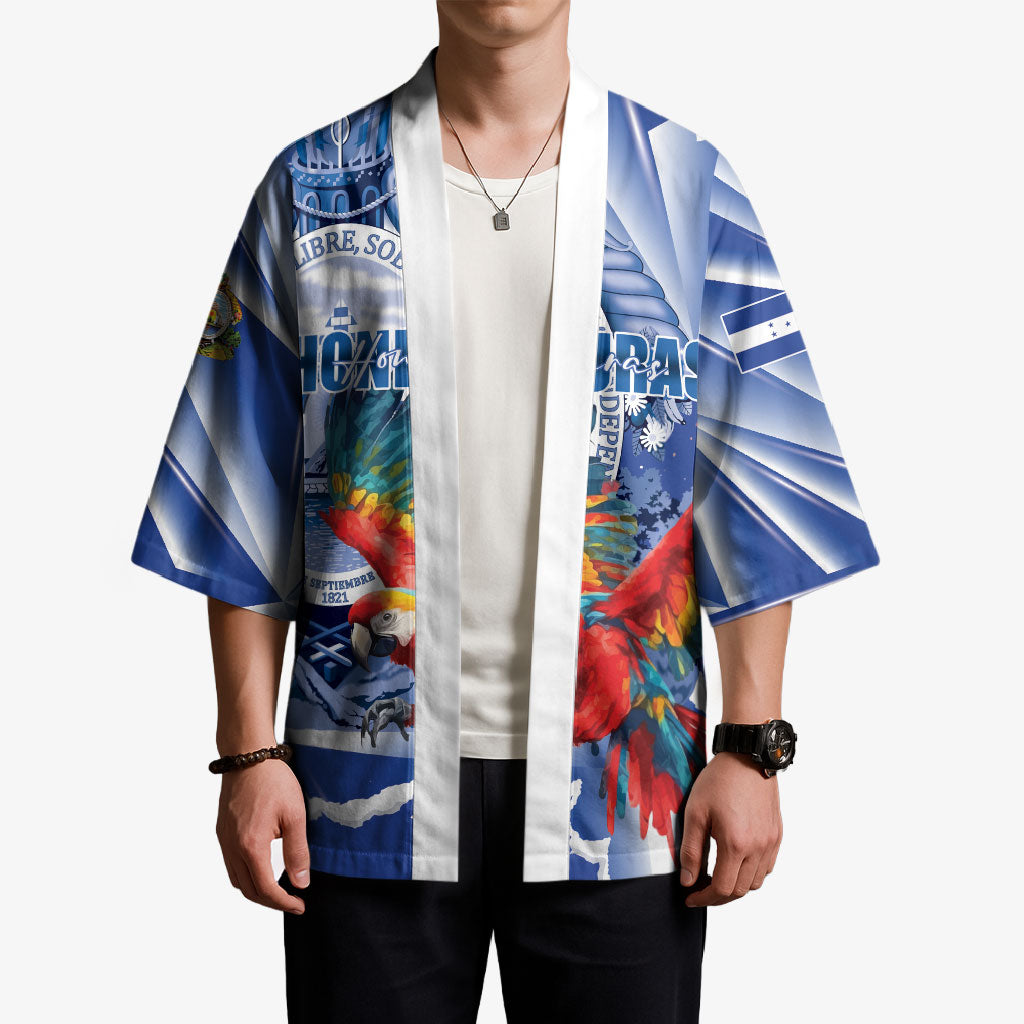 Personalized Honduras Scarlet Macaw Kimono Happy Independence Day