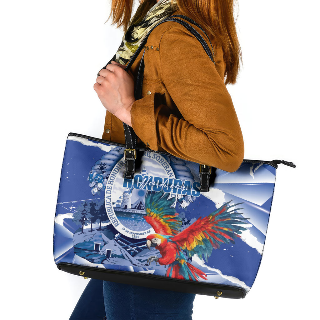 Honduras Scarlet Macaw Leather Tote Bag Happy Independence Day