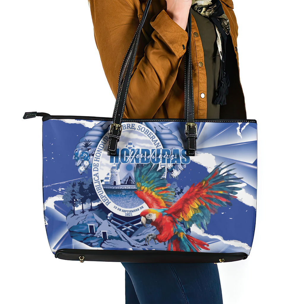 Honduras Scarlet Macaw Leather Tote Bag Happy Independence Day
