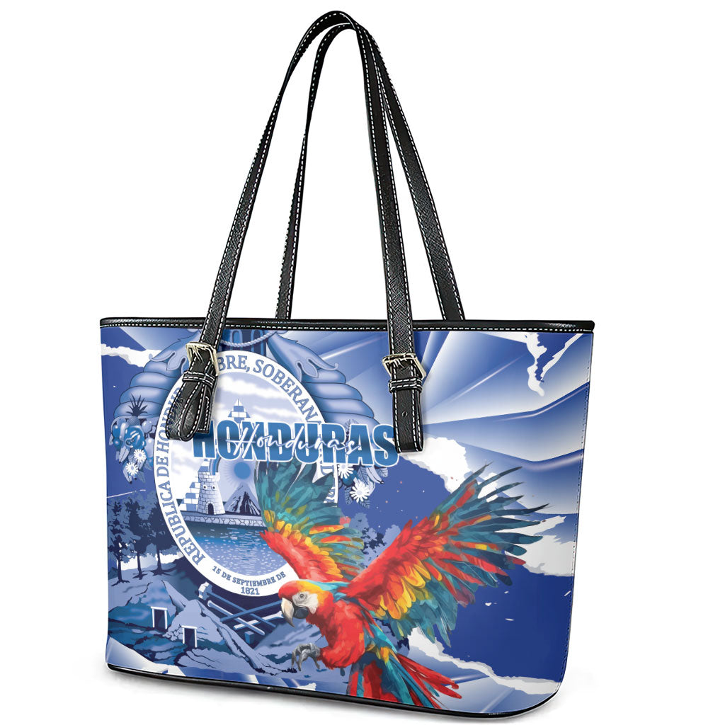 Honduras Scarlet Macaw Leather Tote Bag Happy Independence Day