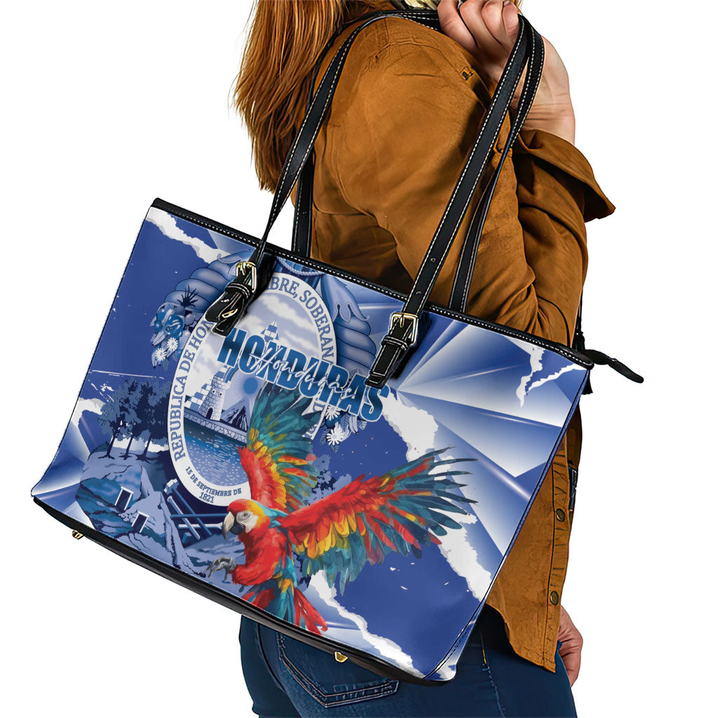 Honduras Scarlet Macaw Leather Tote Bag Happy Independence Day