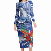 Personalized Honduras Scarlet Macaw Long Sleeve Bodycon Dress Happy Independence Day