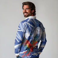 Personalized Honduras Scarlet Macaw Long Sleeve Polo Shirt Happy Independence Day
