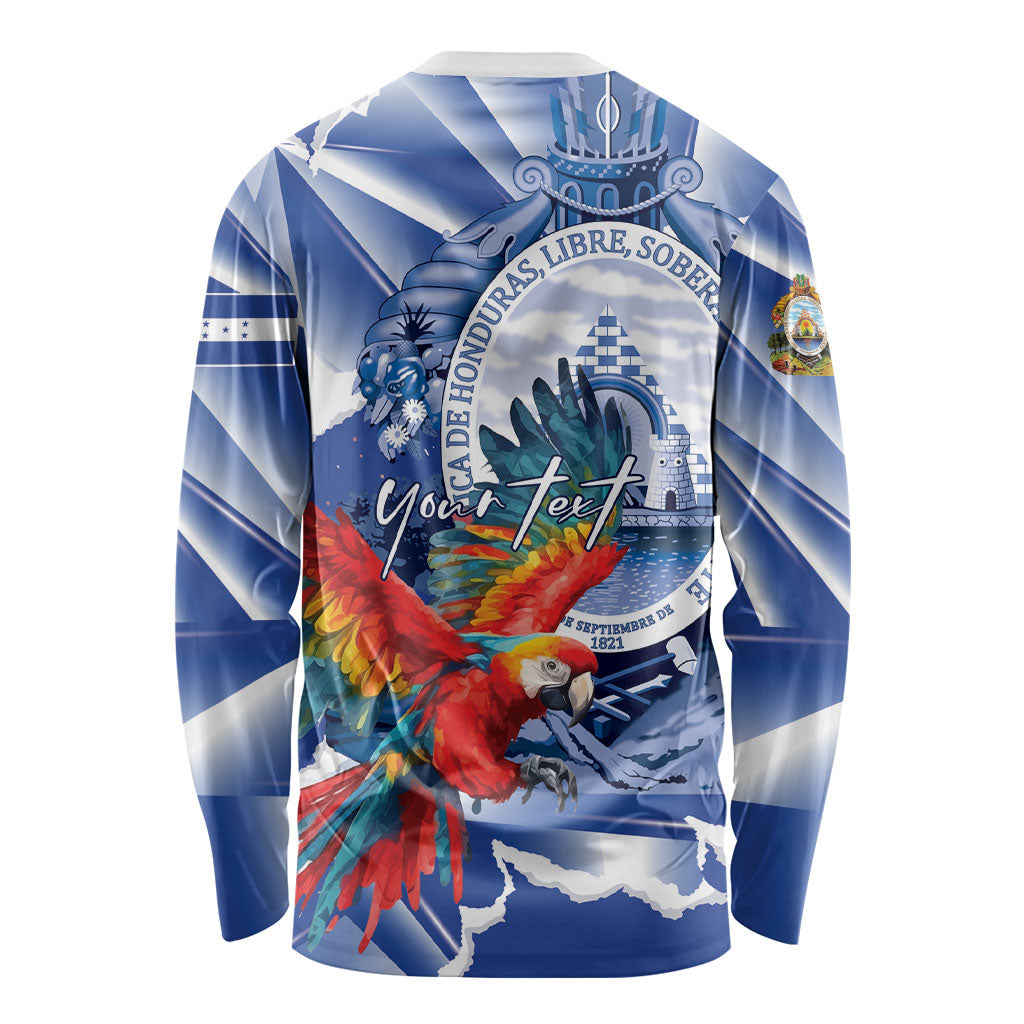 Personalized Honduras Scarlet Macaw Long Sleeve Shirt Happy Independence Day