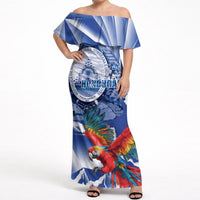 Personalized Honduras Scarlet Macaw Off Shoulder Maxi Dress Happy Independence Day