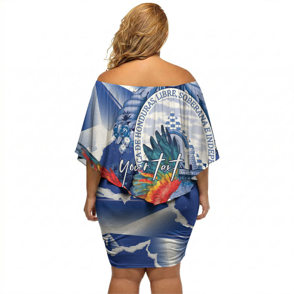 Personalized Honduras Scarlet Macaw Off Shoulder Short Dress Happy Independence Day