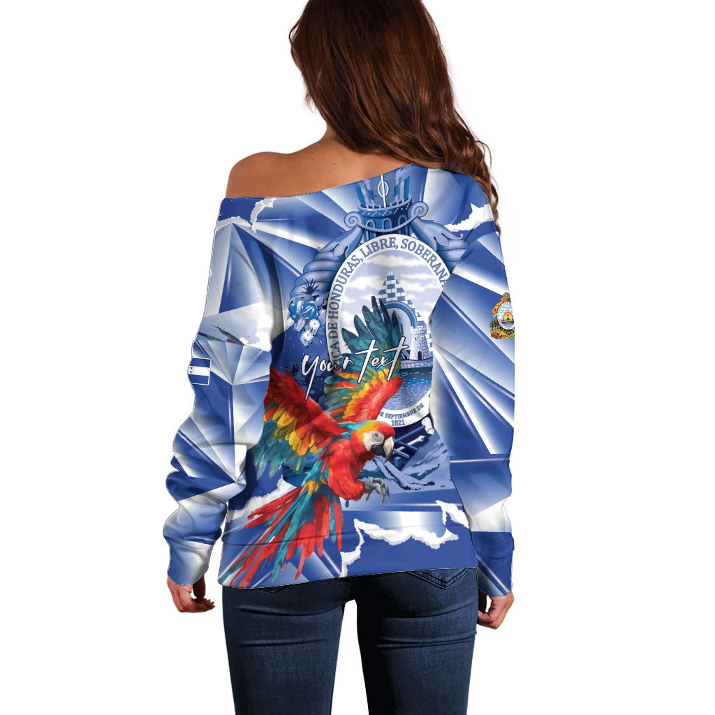 Personalized Honduras Scarlet Macaw Off Shoulder Sweater Happy Independence Day