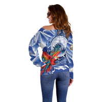 Personalized Honduras Scarlet Macaw Off Shoulder Sweater Happy Independence Day