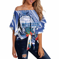 Personalized Honduras Scarlet Macaw Off Shoulder Wrap Waist Top Happy Independence Day
