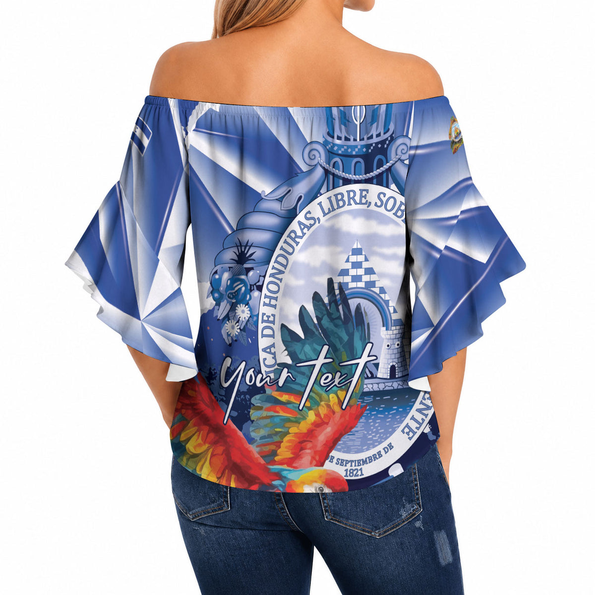 Personalized Honduras Scarlet Macaw Off Shoulder Wrap Waist Top Happy Independence Day