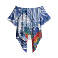 Personalized Honduras Scarlet Macaw Off Shoulder Wrap Waist Top Happy Independence Day