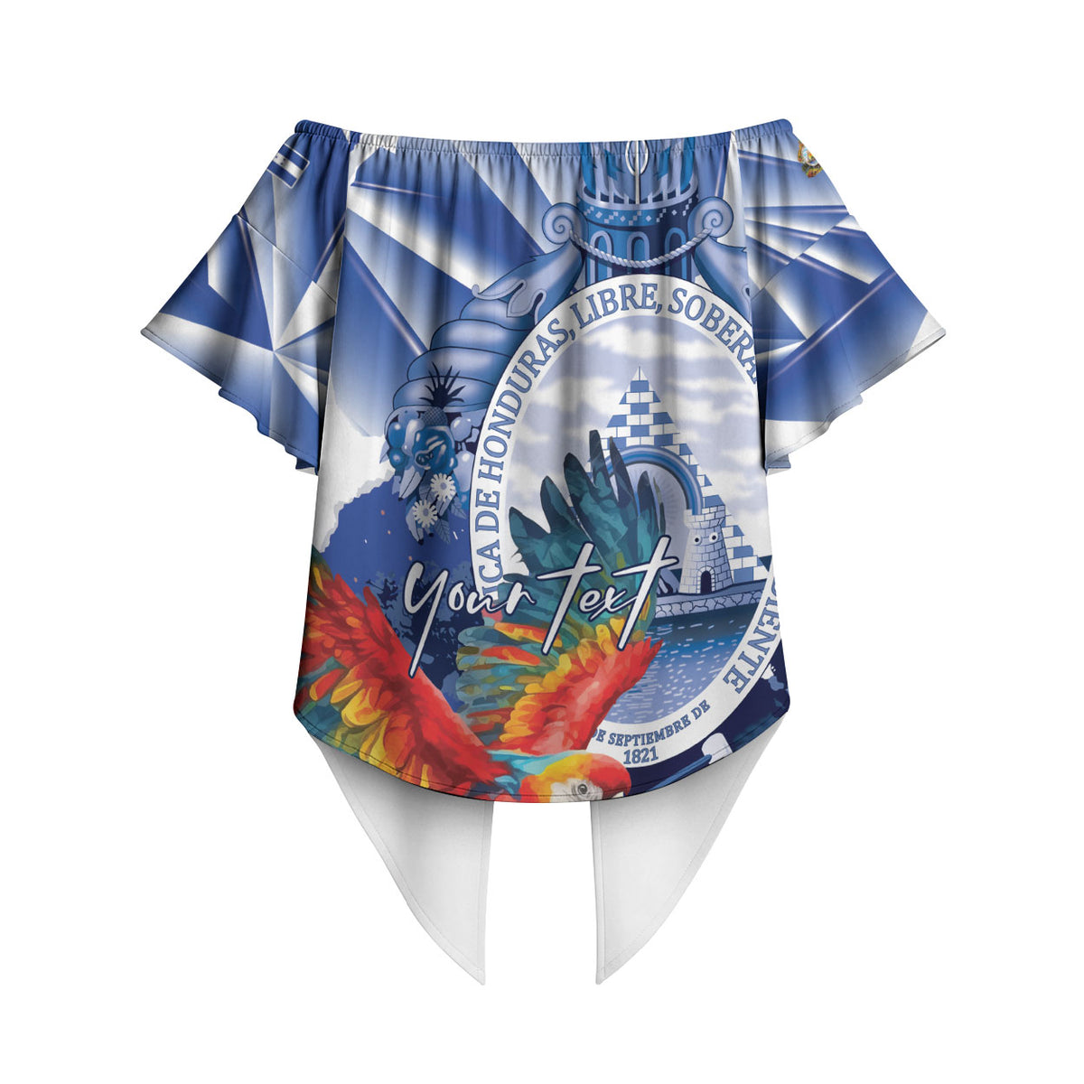 Personalized Honduras Scarlet Macaw Off Shoulder Wrap Waist Top Happy Independence Day