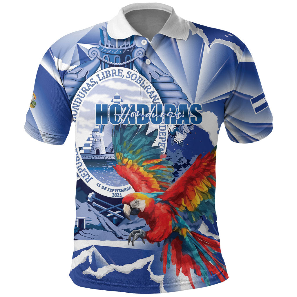Personalized Honduras Scarlet Macaw Polo Shirt Happy Independence Day