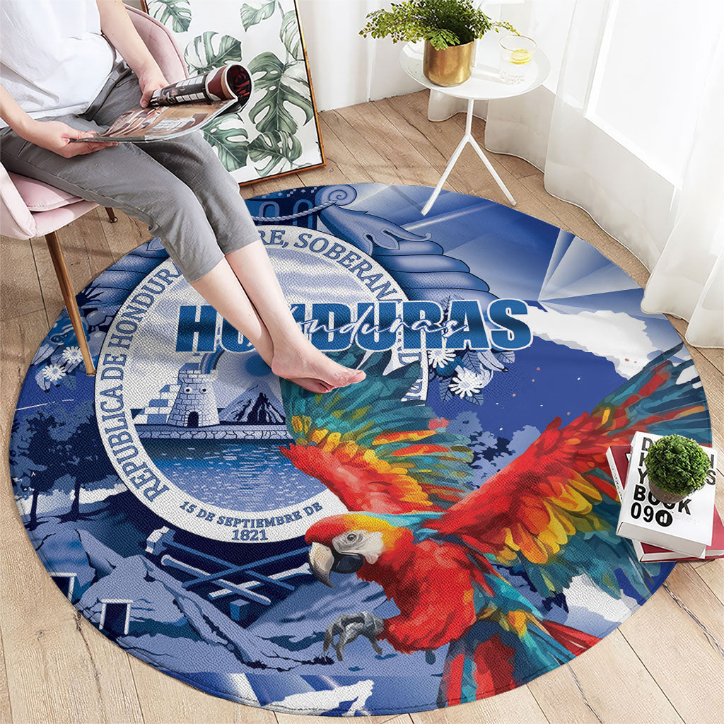 Honduras Scarlet Macaw Round Carpet Happy Independence Day