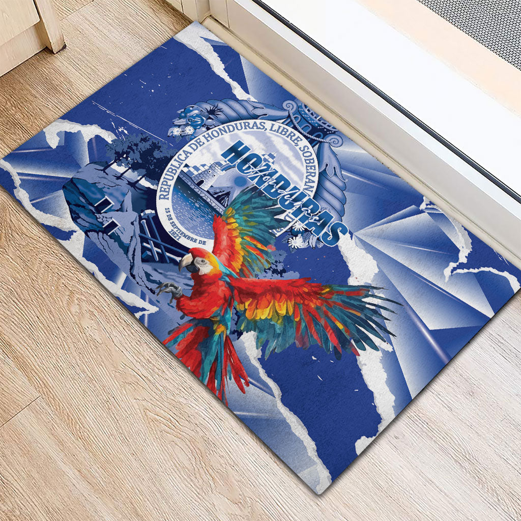 Honduras Scarlet Macaw Rubber Doormat Happy Independence Day