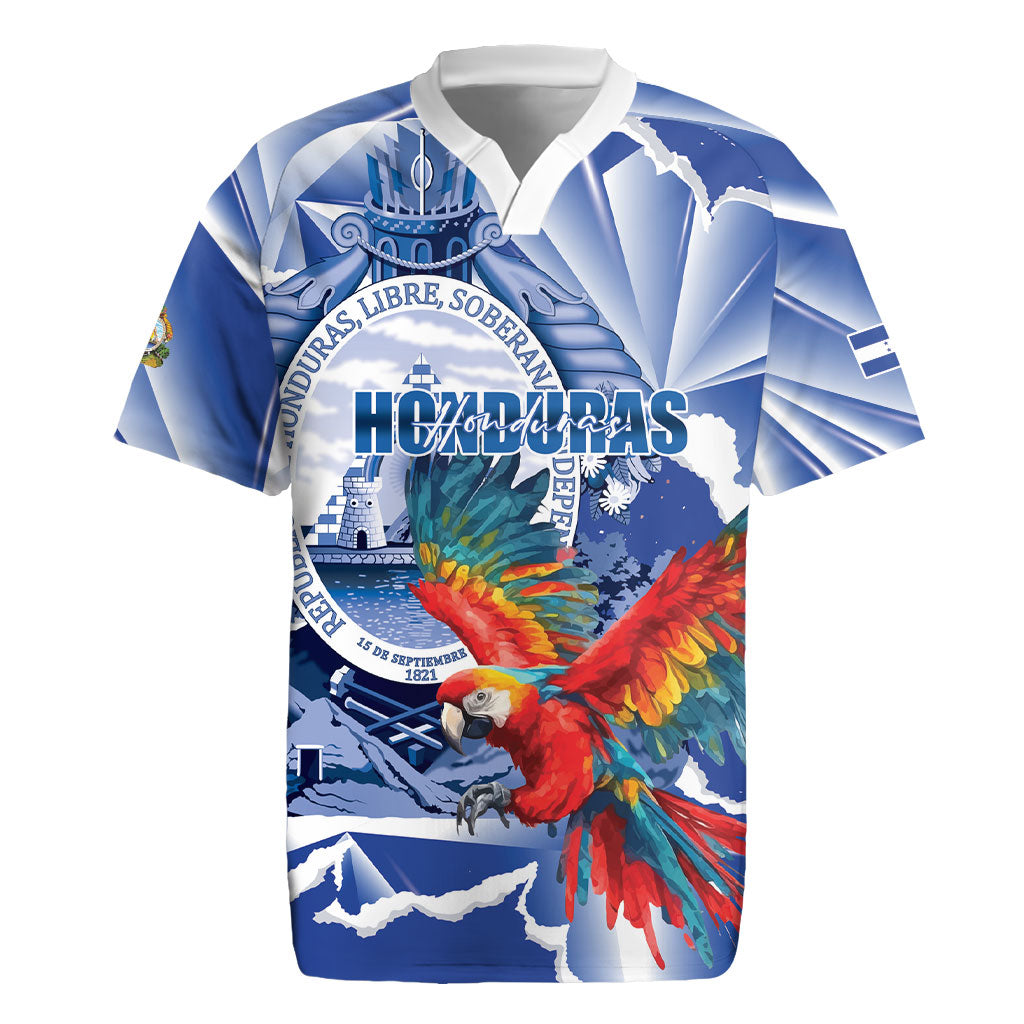Personalized Honduras Scarlet Macaw Rugby Jersey Happy Independence Day