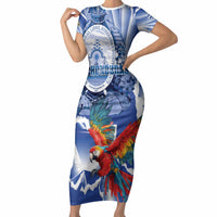 Personalized Honduras Scarlet Macaw Short Sleeve Bodycon Dress Happy Independence Day
