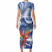 Personalized Honduras Scarlet Macaw Short Sleeve Bodycon Dress Happy Independence Day
