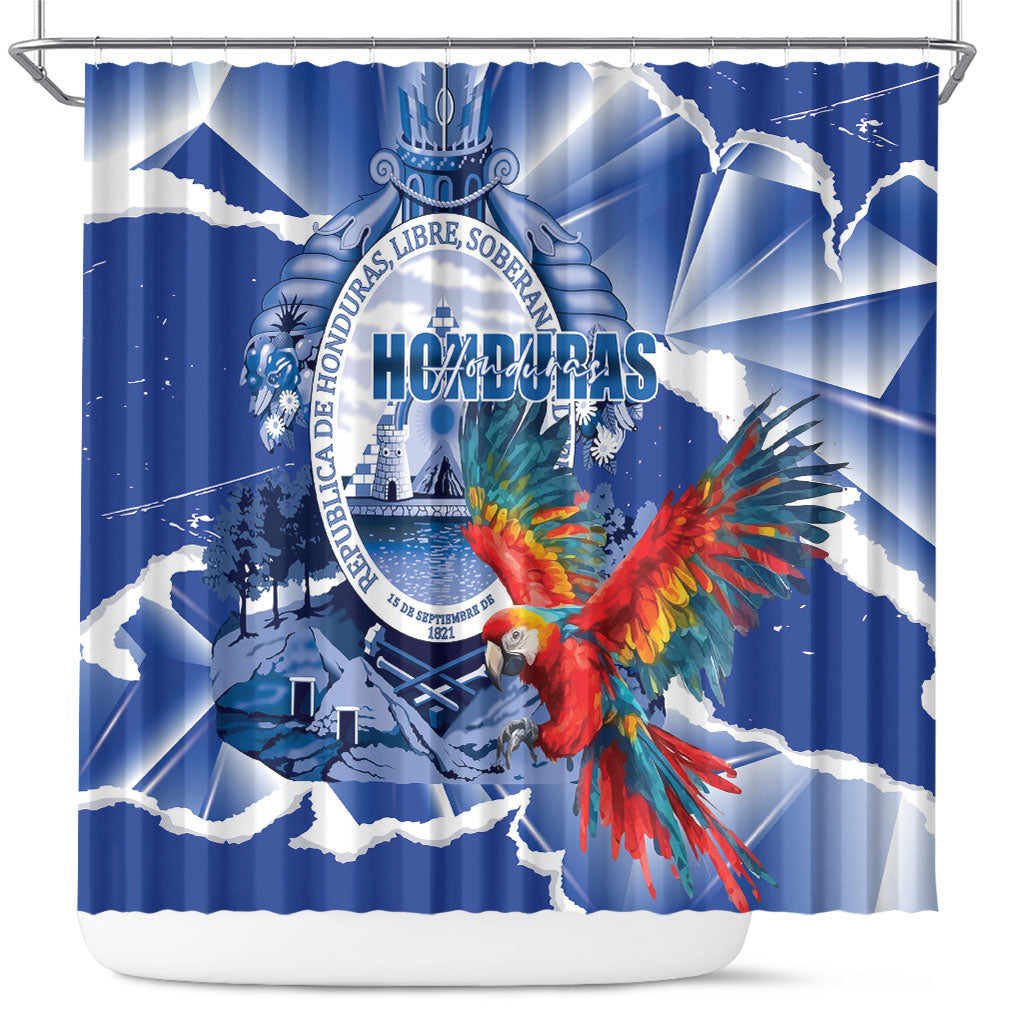 Honduras Scarlet Macaw Shower Curtain Happy Independence Day