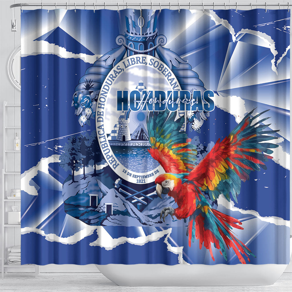 Honduras Scarlet Macaw Shower Curtain Happy Independence Day