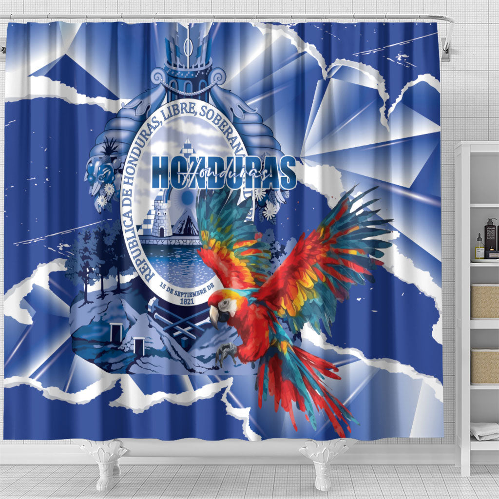 Honduras Scarlet Macaw Shower Curtain Happy Independence Day