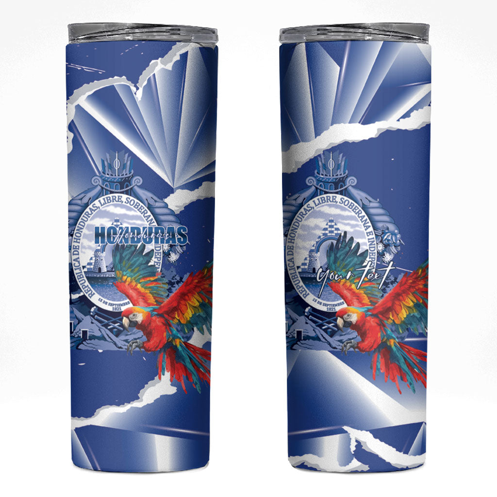 Personalized Honduras Scarlet Macaw Skinny Tumbler Happy Independence Day