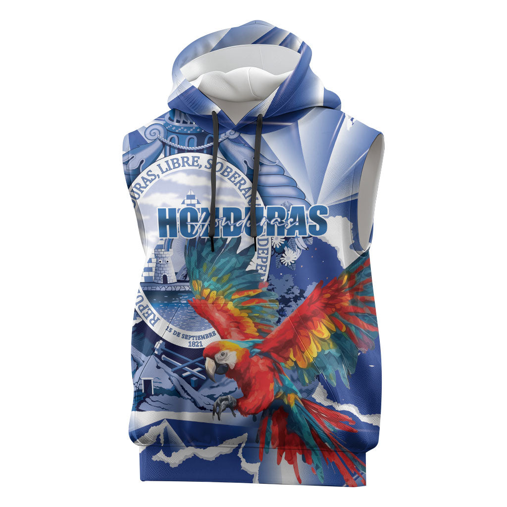 Personalized Honduras Scarlet Macaw Sleeveless Hoodie Happy Independence Day