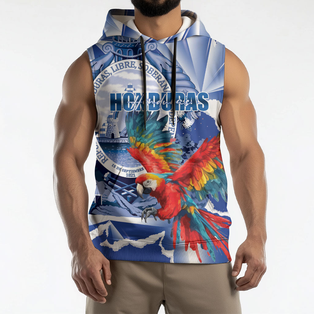 Personalized Honduras Scarlet Macaw Sleeveless Hoodie Happy Independence Day