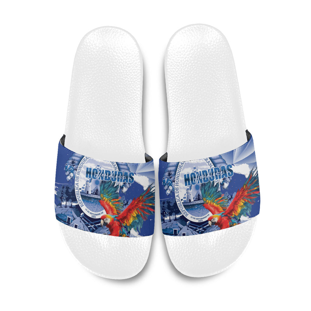 Honduras Scarlet Macaw Slide Sandals Happy Independence Day