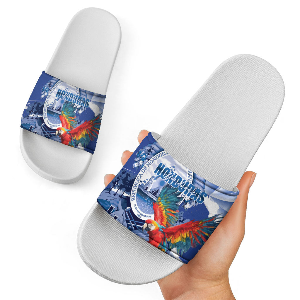 Honduras Scarlet Macaw Slide Sandals Happy Independence Day