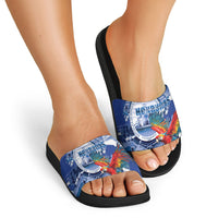 Honduras Scarlet Macaw Slide Sandals Happy Independence Day