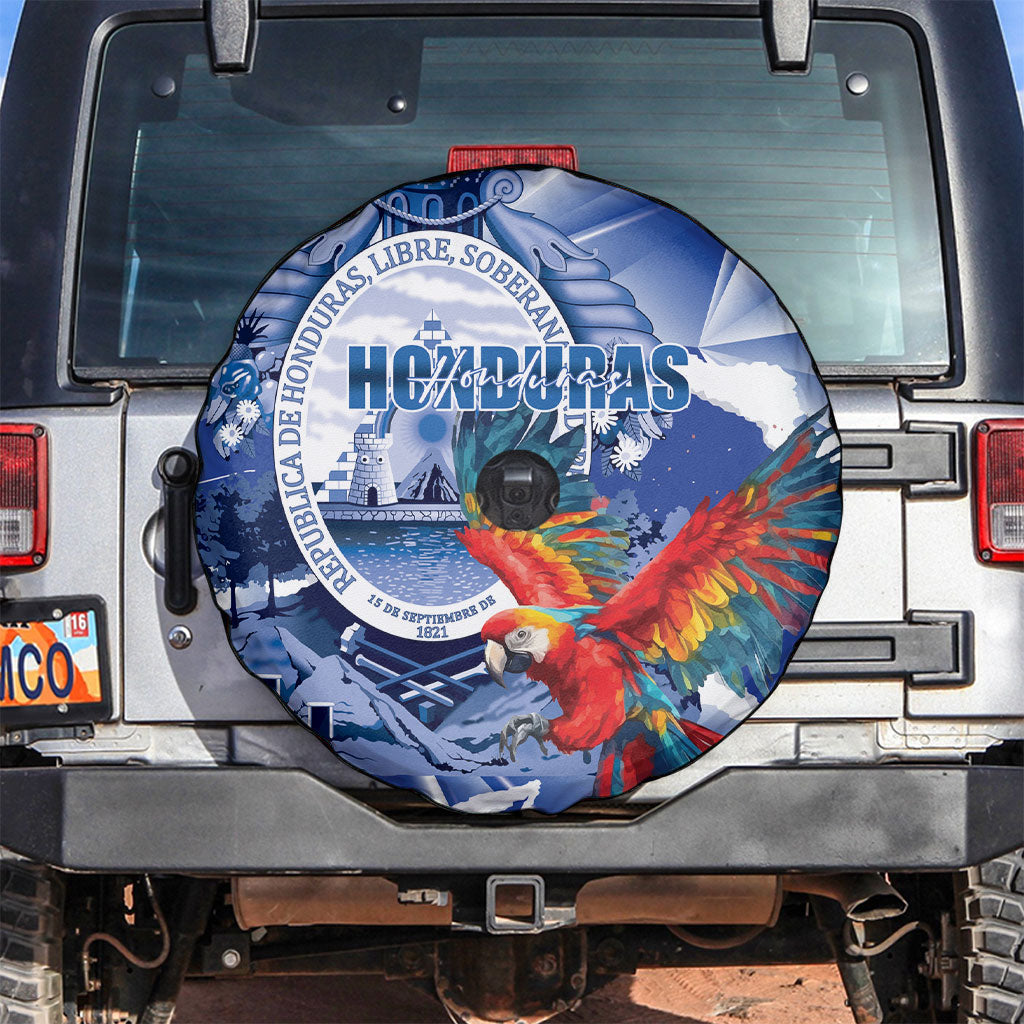 Honduras Scarlet Macaw Spare Tire Cover Happy Independence Day