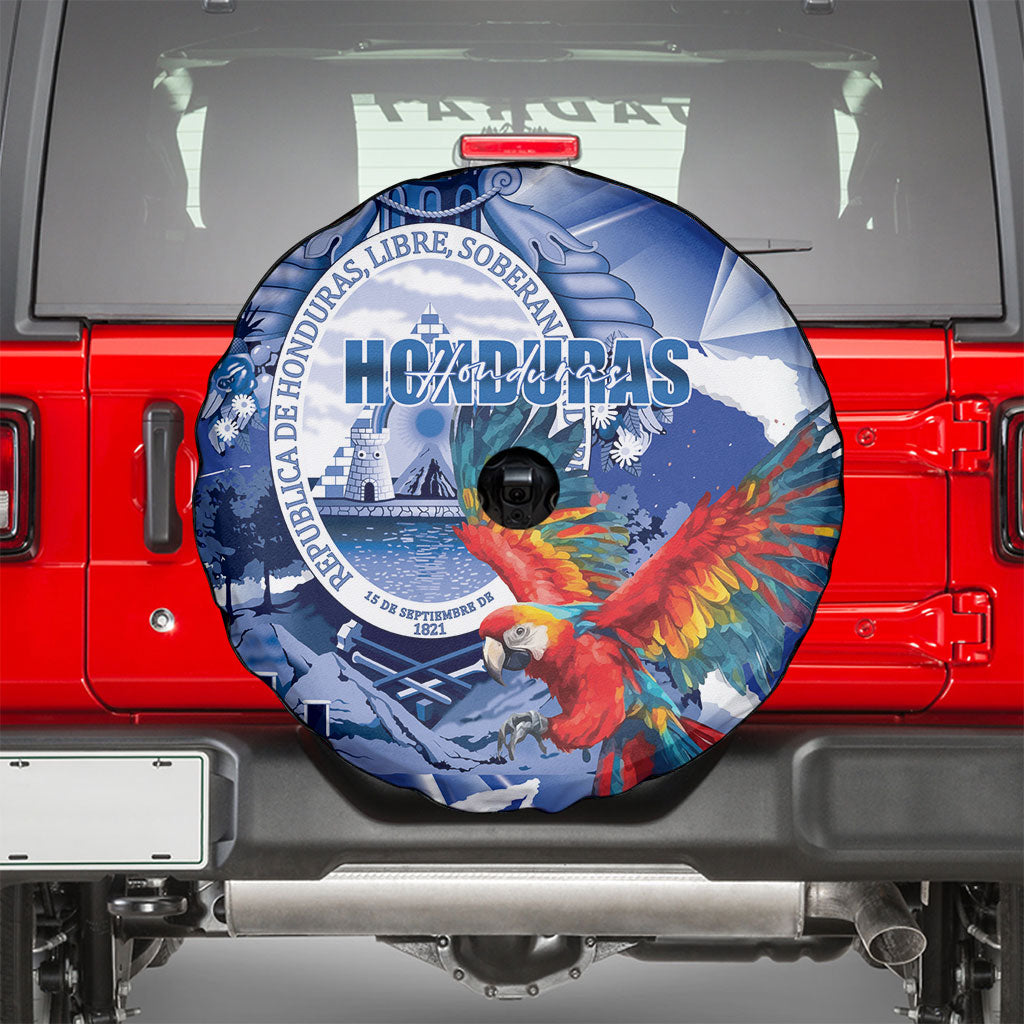 Honduras Scarlet Macaw Spare Tire Cover Happy Independence Day