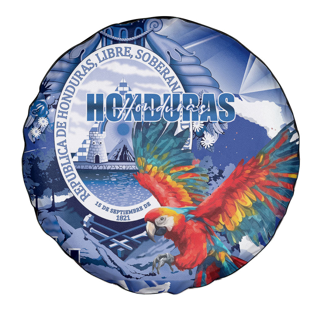 Honduras Scarlet Macaw Spare Tire Cover Happy Independence Day