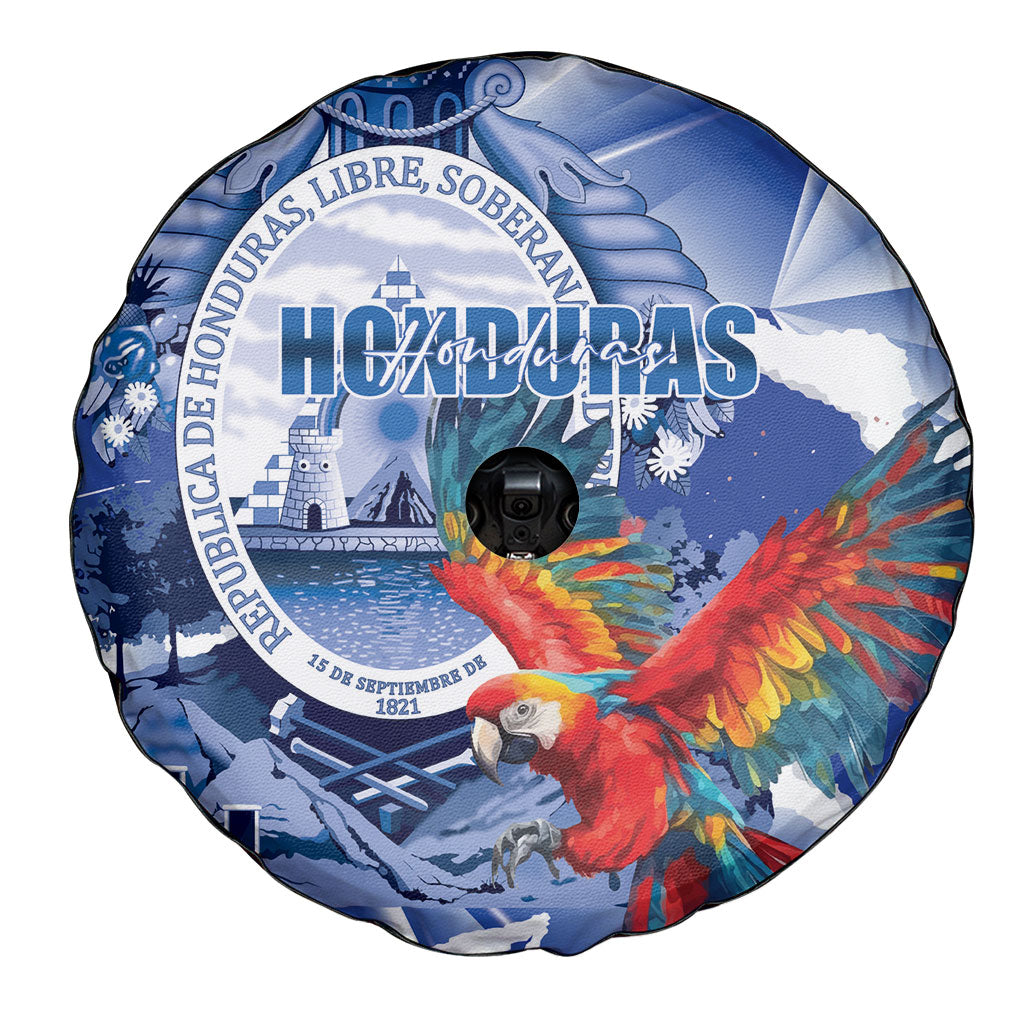 Honduras Scarlet Macaw Spare Tire Cover Happy Independence Day