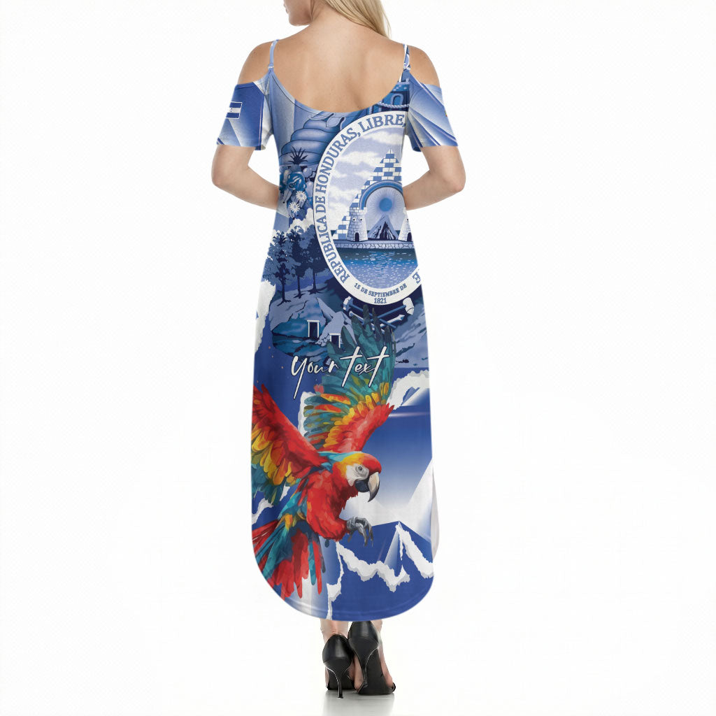 Personalized Honduras Scarlet Macaw Summer Maxi Dress Happy Independence Day