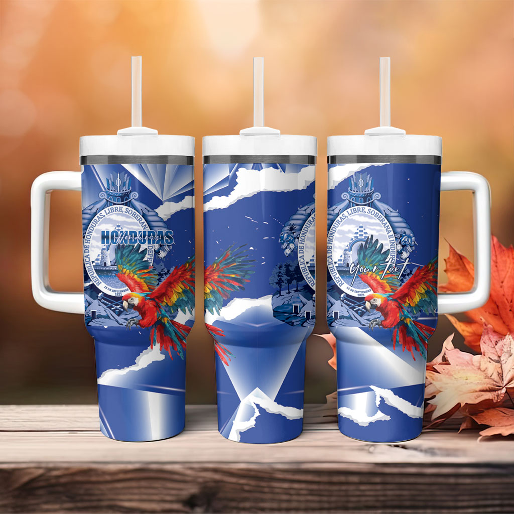 Personalized Honduras Scarlet Macaw Tumbler With Handle Happy Independence Day