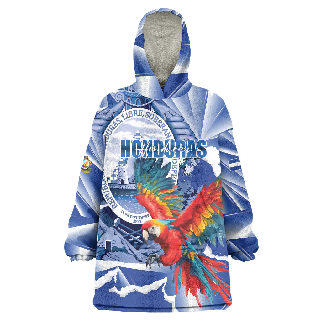 Personalized Honduras Scarlet Macaw Wearable Blanket Hoodie Happy Independence Day