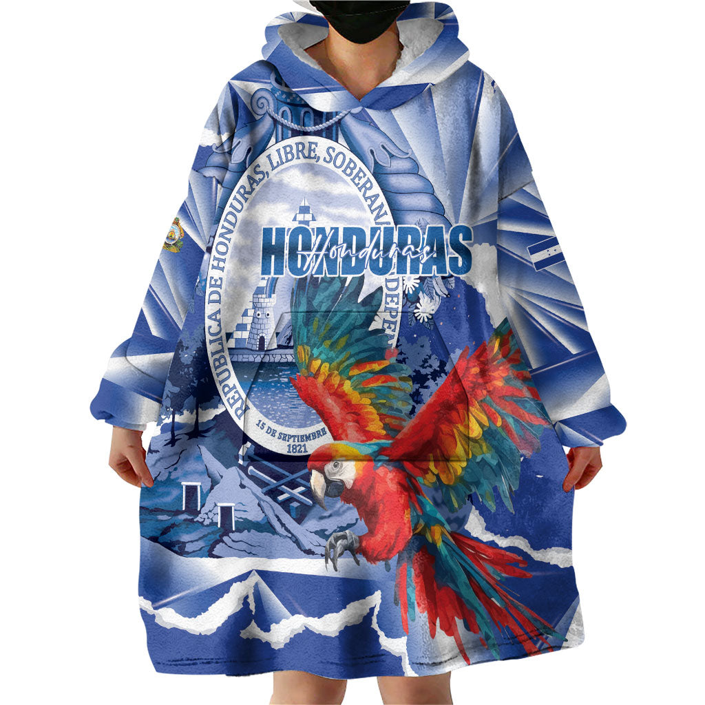 Personalized Honduras Scarlet Macaw Wearable Blanket Hoodie Happy Independence Day