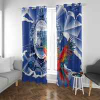 Honduras Scarlet Macaw Window Curtain Happy Independence Day