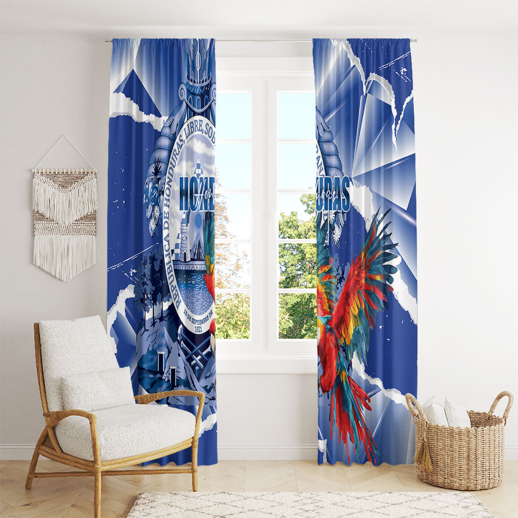 Honduras Scarlet Macaw Window Curtain Happy Independence Day