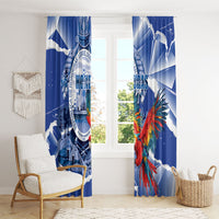 Honduras Scarlet Macaw Window Curtain Happy Independence Day