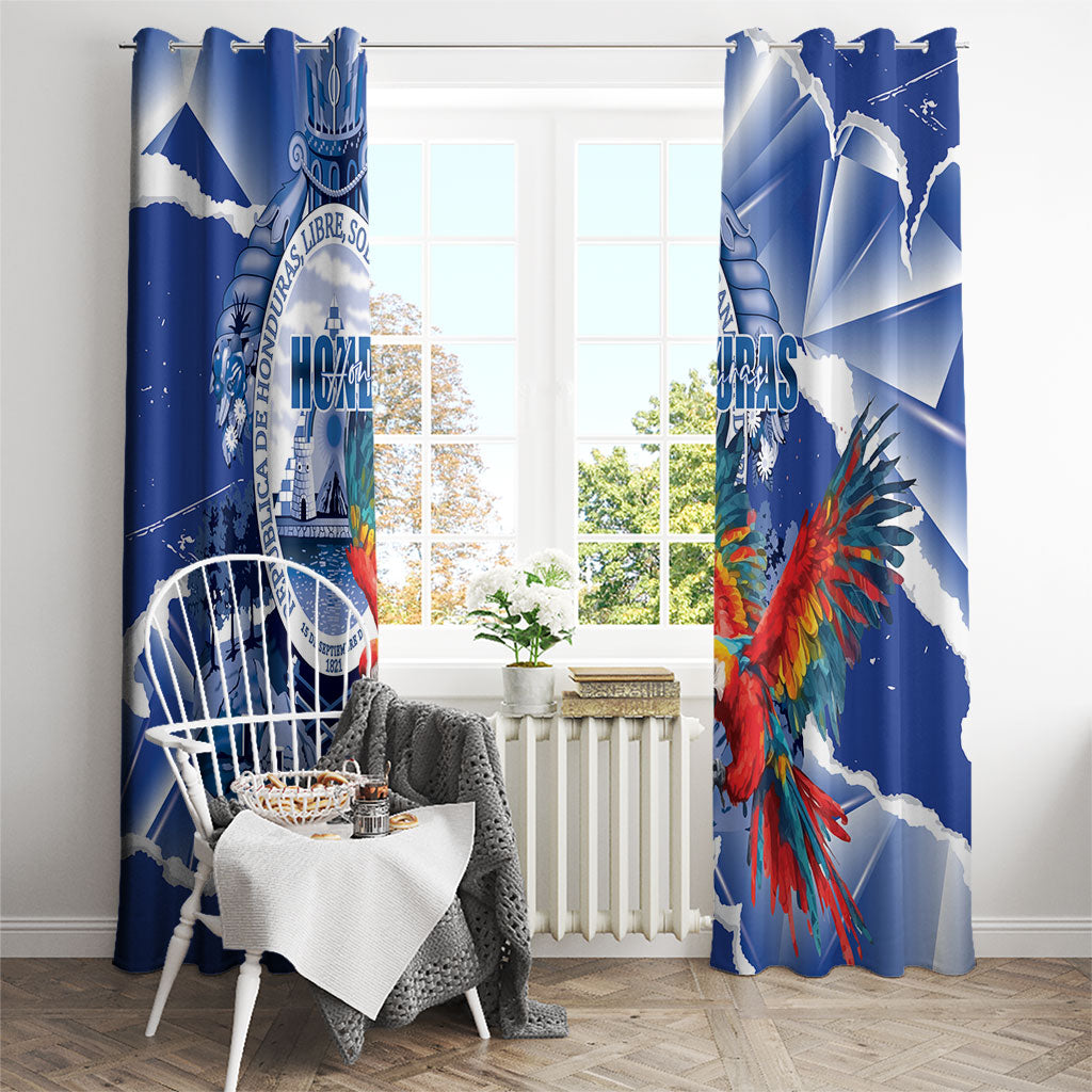 Honduras Scarlet Macaw Window Curtain Happy Independence Day
