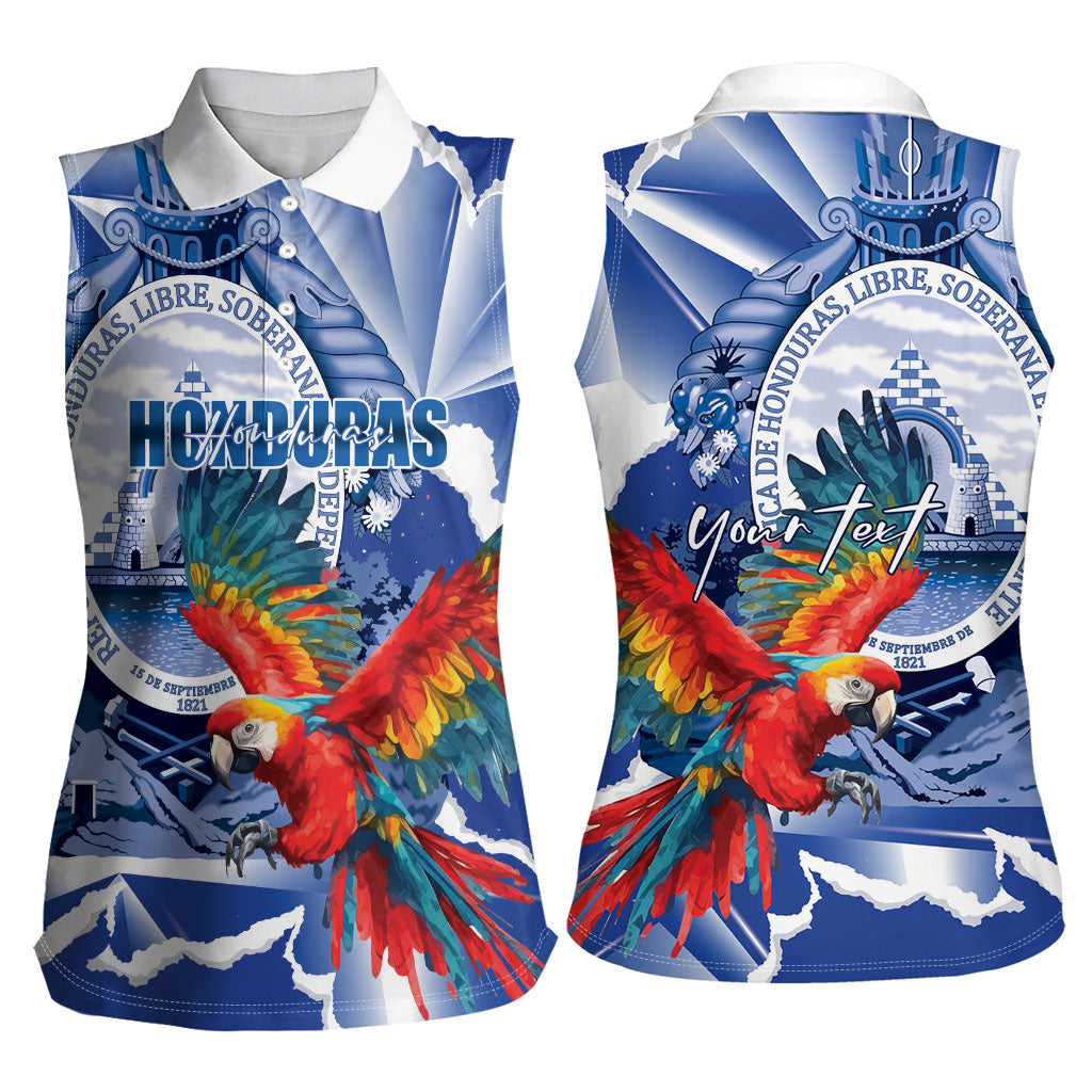 Personalized Honduras Scarlet Macaw Women Sleeveless Polo Shirt Happy Independence Day